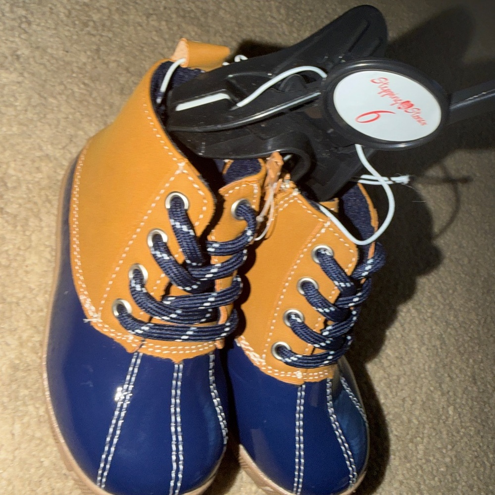 Blue and Orange Lace-Up Boots